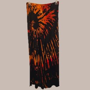 TIE DYE Palazzo Blk Orange Stretchy Rayon Pant 8 Colors Avail. OS NWT